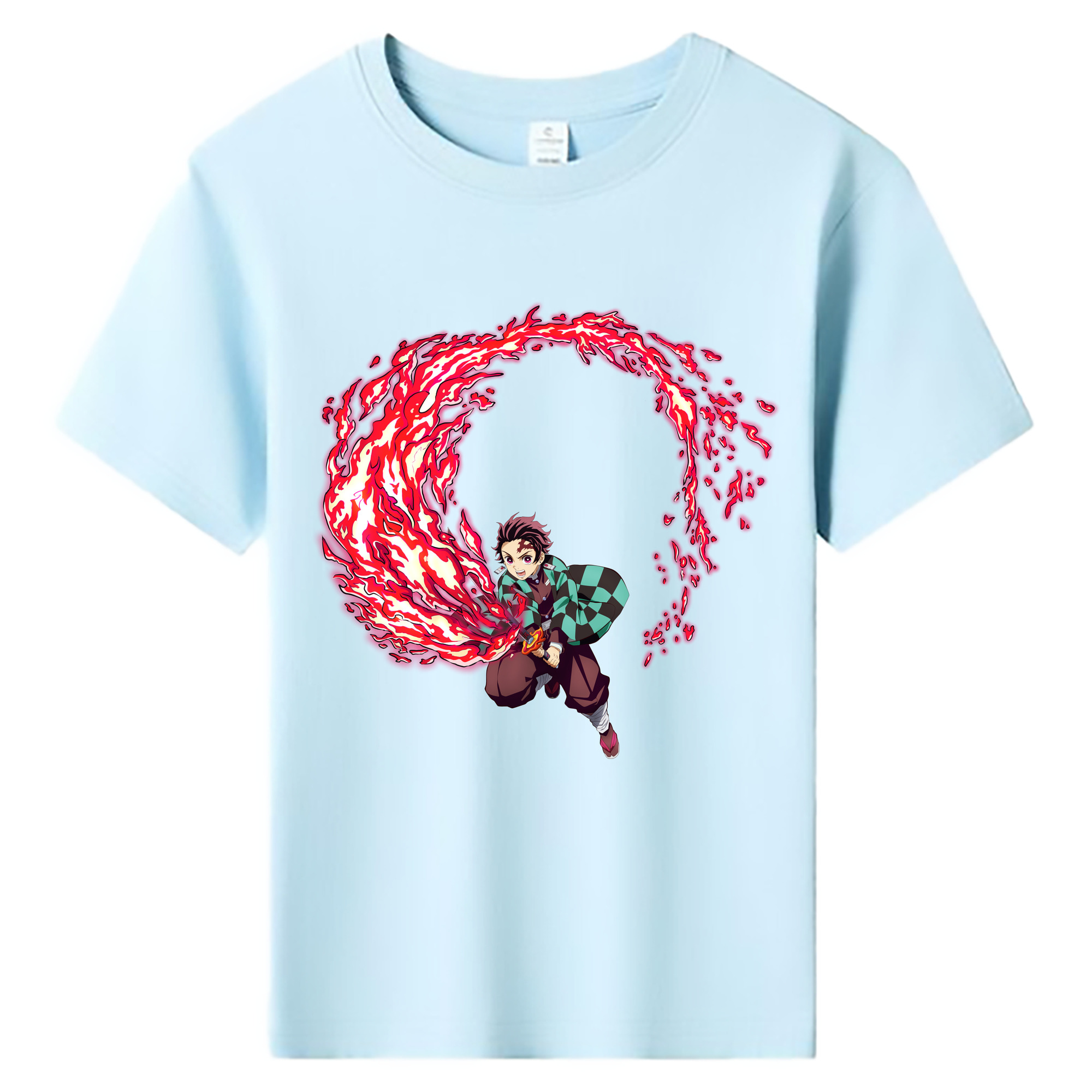 （画像用） 鬼滅の刃 竈門 炭治郎／かまど たんじろう Kamado Tanjirou 綿100％キッズTシャツ（フロントプリント）